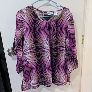 Vibrant Purple Patterned Blouse by Millennium